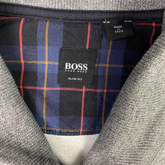 Hugo Boss Shawl Collar Cotton Sweater Jumper Men's Large Fits Short Medium Gray - Picture 3 of 12